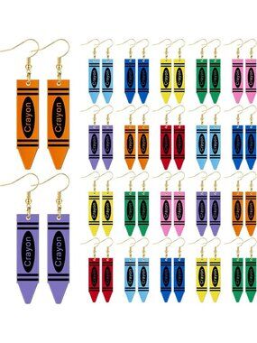 24 Pairs Fun Back to School Earrings for Women - Creative Teacher Gifts, Dangle